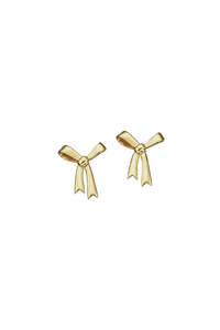 Earrings 1: Karen Walker Bow Stud Earrings - Gold Plated
