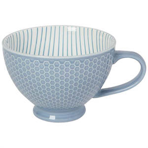 Slate Blue Stamped Latte Stoneware Mug