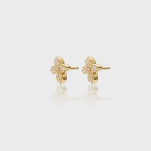 Earrings 1: Flora Stud Earrings Clear + Gold