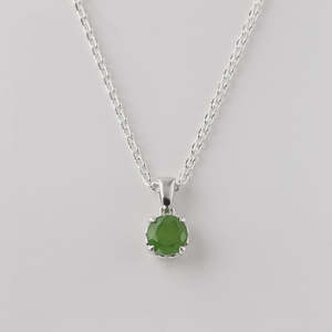 Jewellery Rings Bracelets Earrings Necklace: Baby Dewdrop pendant with Pounamu in Sterling Silver