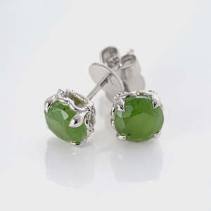 Baby Dewdrop stud earrings with Pounamu in Sterling Silver