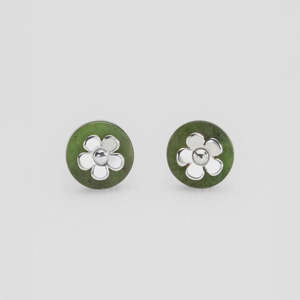 Mānuka Pounamu Studs - Sterling Silver
