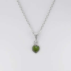Jewellery Rings Bracelets Earrings Necklace: Pounamu Heart Charm Pendant - Sterling Silver