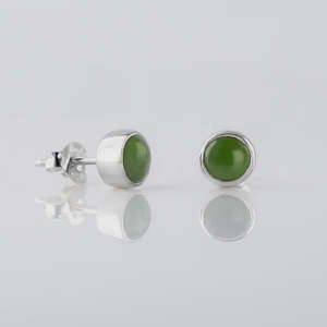 Jewellery Rings Bracelets Earrings Necklace: Pounamu Dot Studs - Sterling Silver