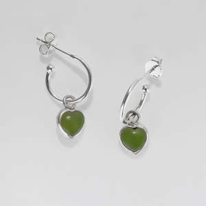 Pounamu Heart Earrings - Sterling Silver