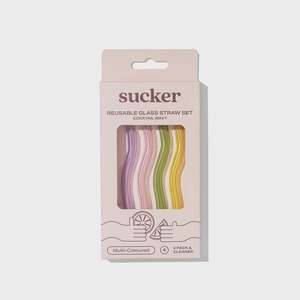 Home Entertainment: Cocktail Wavy Glass Straw Set