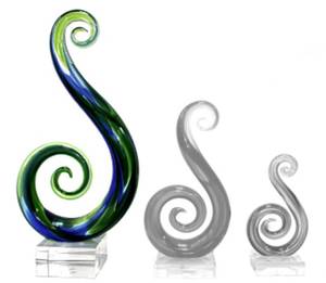 Glass Double Koru With Base