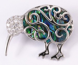 Paua Kiwi Brooch