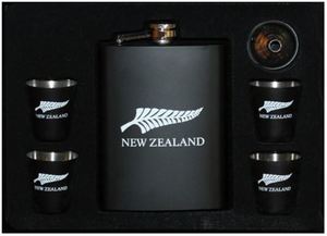 Housewares: Silver Fern Hip Flask Set