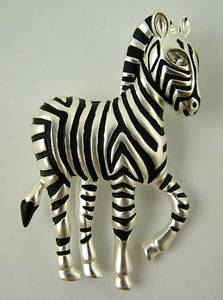 Zebra Silver Brooch