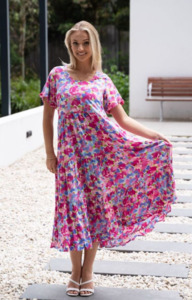 Dresses: Willow Tree | Hot pink Print Tiered Dress