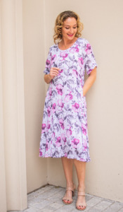 Willow Tree | Panel Dress - White patterned pink