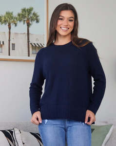 Jumpers Cardis: Freez | Maple Cotton Knit - Navy