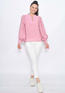 Cali Co: Cali & Co | Balloon Sleeved blouse - Pink