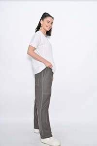 Cali Co: Cali & Co | Denim Look Wide Leg Pant - Deer Brown