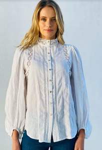 Spicy Sugar | Lace Cotton Blouse - White
