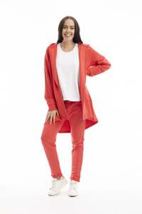 Orientique | Terry Knit Sweat Shirt Hooded Long - Deep Coral