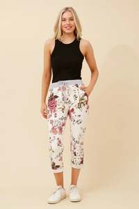 Caroline Morgan | White Floral Jogger