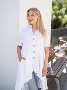 Shirts: Willow Tree | Linen Blend Long Shirt - White