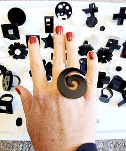 Jewellery: M and D Jewellery - Koru Statement Ring | Black