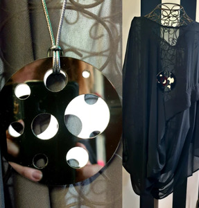 Jewellery: Kaleidoscope Reversible Acrylic Statement Necklace Black & White