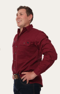 Ringers Western: Ringers Western | King River Men's Full Button Work Shirt - Burgundy