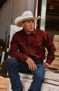 Ringers Western Work Shirt: Ringers - King River Mens Half Button work shirt |Burgundy