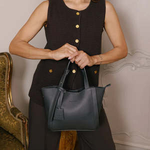 Gifts For Her: Black Caviar | Mini Lauren Grey 3 Piece Compartment Handbag