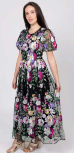 Augustine - KYLIE EMBROIDERED MAXI DRESS BLACK FLORAL