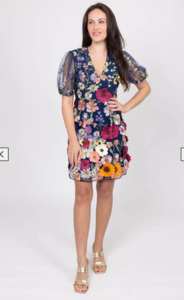 Augustine: Augustine - MILLY DRESS EMBROIDERED NAVY