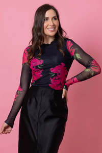 Augustine Katie Top Black Floral