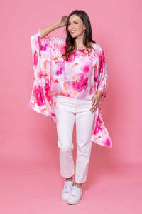 Augustine | Raven Satin Top Pink Floral