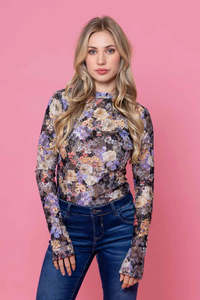 Augustine | Beau Lace Top Black Floral