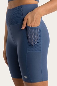 Ringers Western Active Wear: Ringers Western Camryn Womens High Rise Bike Shorts - Blue Indigo