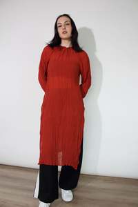 Jaclyn M: Jaclyn M Noah Crinkle Dress - Rust