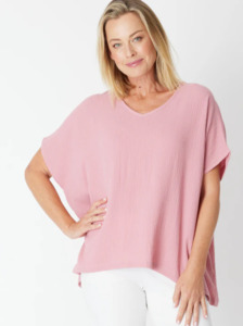 Cordelia St |Bubble Cotton Kimono Top - Rose