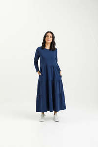 25 Off: Homelee | Long Sleeve Kendall Dress - Indigo Blue