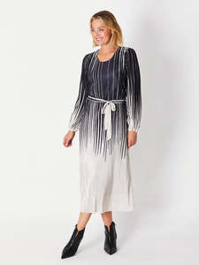 25 Off: Cordelia St | Pleated Midi Dress - Black/Cream