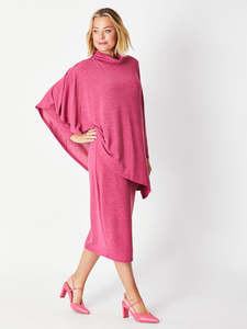 25 Off: Cordelia St | Cape Midi Dress - Hot Pink