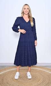 Cali Co: Cali & Co | Textured Midi Dress - Navy