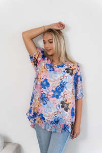 QQ Fashion | Floral Blue Top