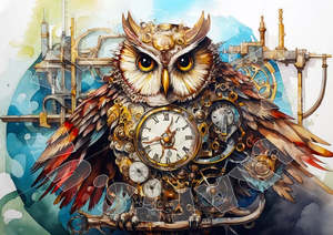 Steampunk Owl -1- Rice Paper