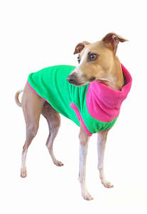 Dog Cat Fashion: STYLECOM.NZ - Lime + Pink Fleece Dog Top - Size L