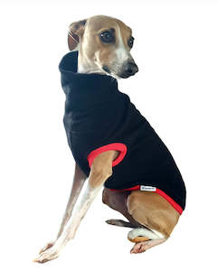 STYLECOM.NZ - Dog Top Black Fleece | Red Trim - Size L