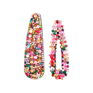 Blonde Tone Correcting: Multi-Coloured Rhinestone Hair Clip Duo Set