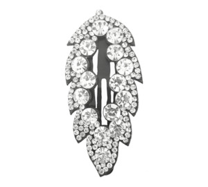 Fashion Home Accessories: Leaf Shape Rhinestone Silver Hair Clip