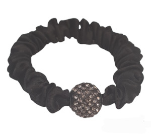Scrunchies: Rhinestone Bead Black Hair Tie