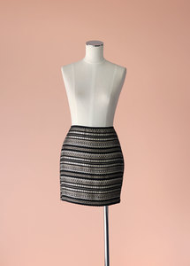 Pagani - Gold Woven Mini Skirt, Size 8 - Styled in Seconds