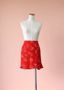 Glassons - Red Floral Mini Skirt, Size 10 - Styled in Seconds