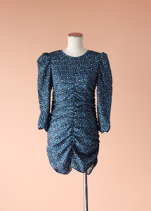 Shein - Blue Rouched Floral Dress, Size 8-10 - Styled in Seconds